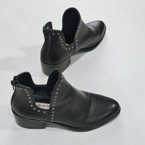 Chelsea & Violet Black Ankle Boots with Silver Accents